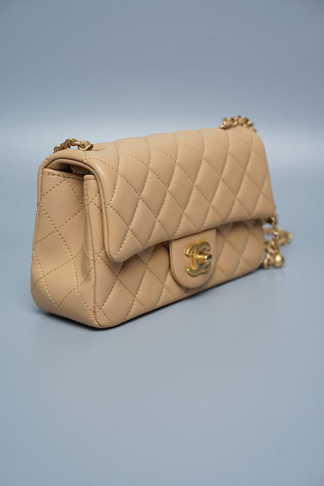 Chanel 23K Mini Flap in Beige Pearl Crush (Brand New)