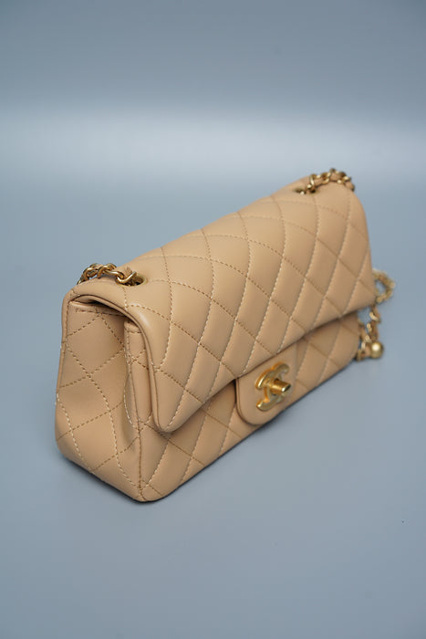 Chanel 23K Mini Flap in Beige Pearl Crush (Brand New)