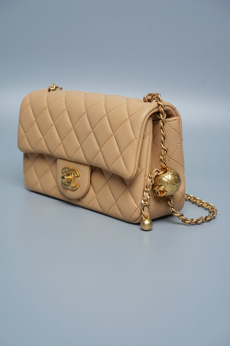 Chanel 23K Mini Flap in Beige Pearl Crush (Brand New)