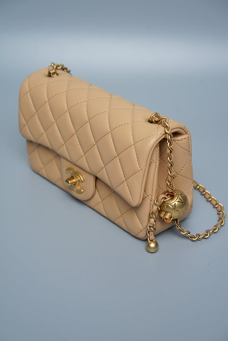 Chanel 23K Mini Flap in Beige Pearl Crush (Brand New)