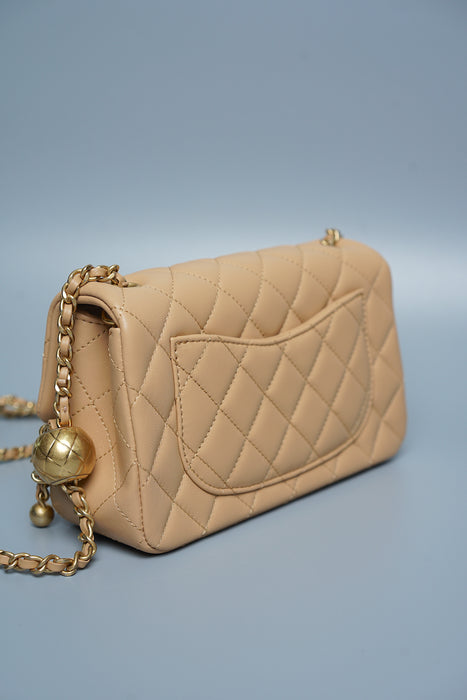 Chanel 23K Mini Flap in Beige Pearl Crush (Brand New)