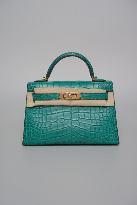 Hermes Kelly 20 in Malachite Matte Croc Ghw