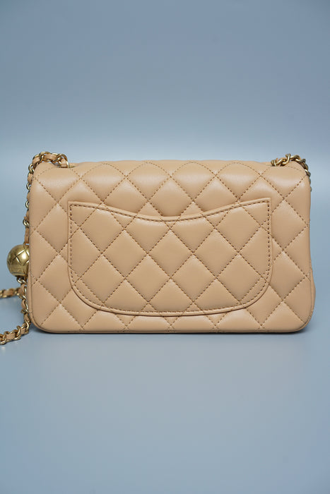 Chanel 23K Mini Flap in Beige Pearl Crush (Brand New)