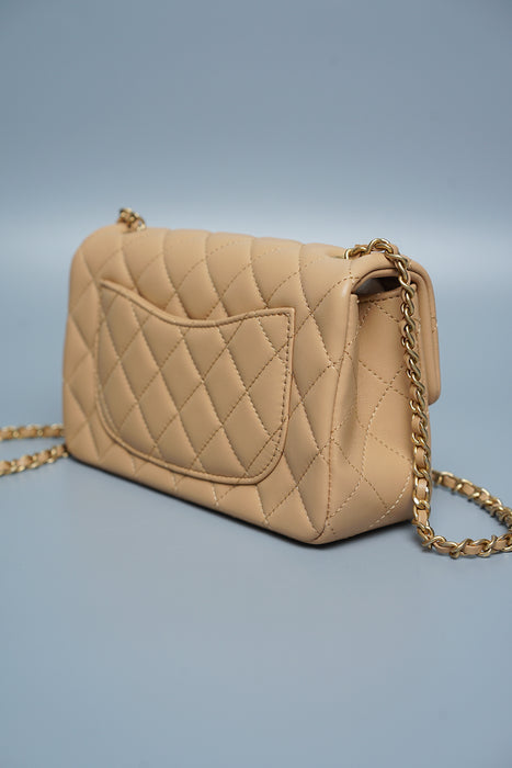 Chanel 23K Mini Flap in Beige Pearl Crush (Brand New)