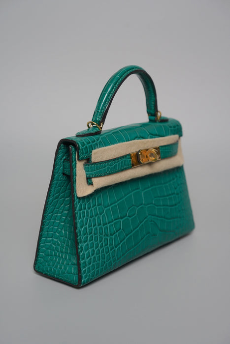 Hermes Kelly 20 in Malachite Matte Croc Ghw