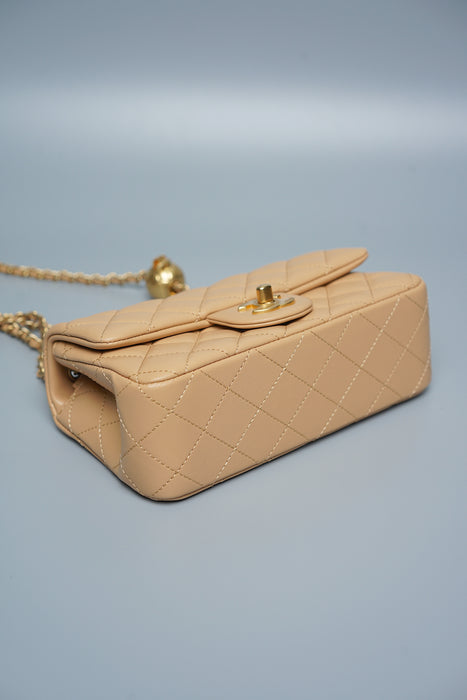 Chanel 23K Mini Flap in Beige Pearl Crush (Brand New)