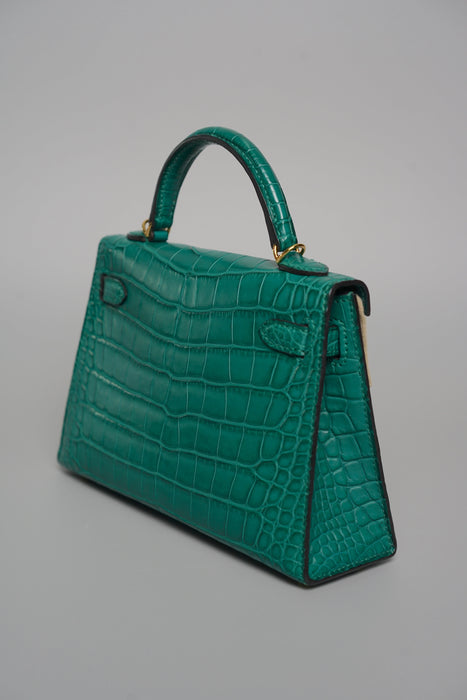 Hermes Kelly 20 in Malachite Matte Croc Ghw