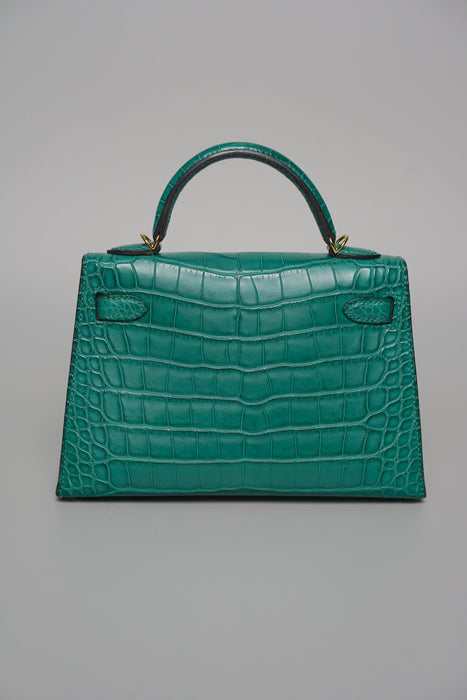 Hermes Kelly 20 in Malachite Matte Croc Ghw