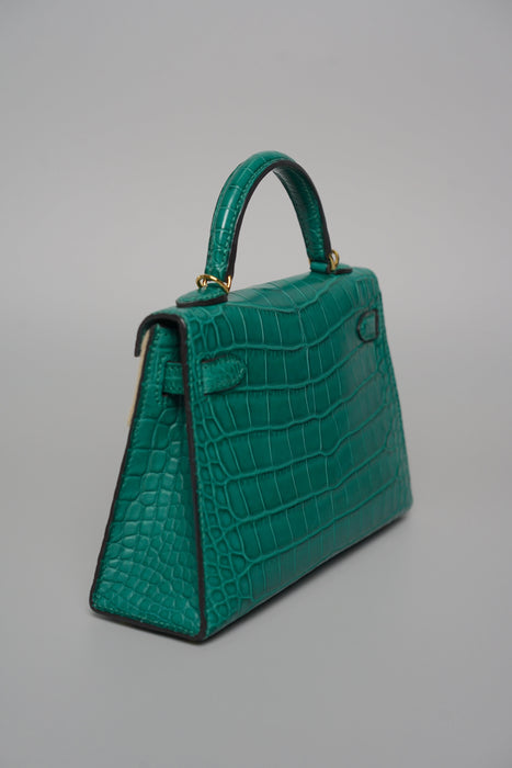 Hermes Kelly 20 in Malachite Matte Croc Ghw