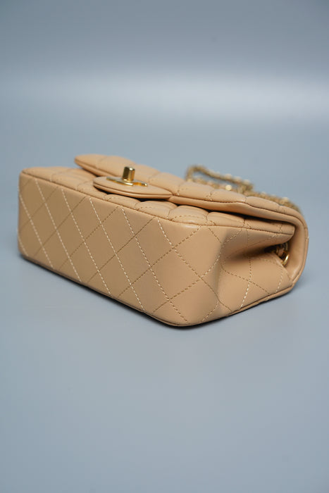 Chanel 23K Mini Flap in Beige Pearl Crush (Brand New)