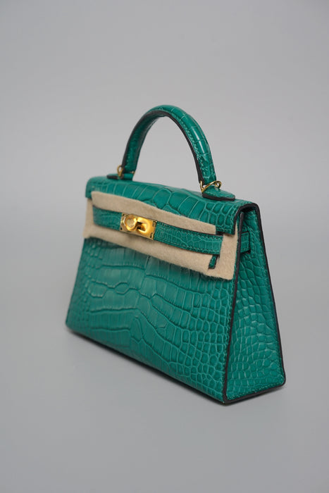 Hermes Kelly 20 in Malachite Matte Croc Ghw