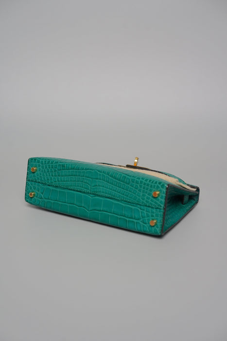 Hermes Kelly 20 in Malachite Matte Croc Ghw