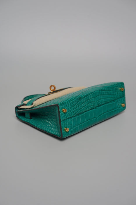 Hermes Kelly 20 in Malachite Matte Croc Ghw