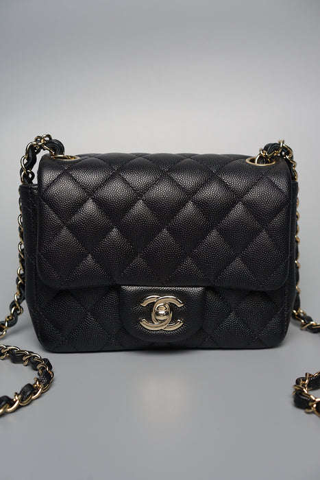 Chanel Timeless Mini Square in Black Caviar Ghw