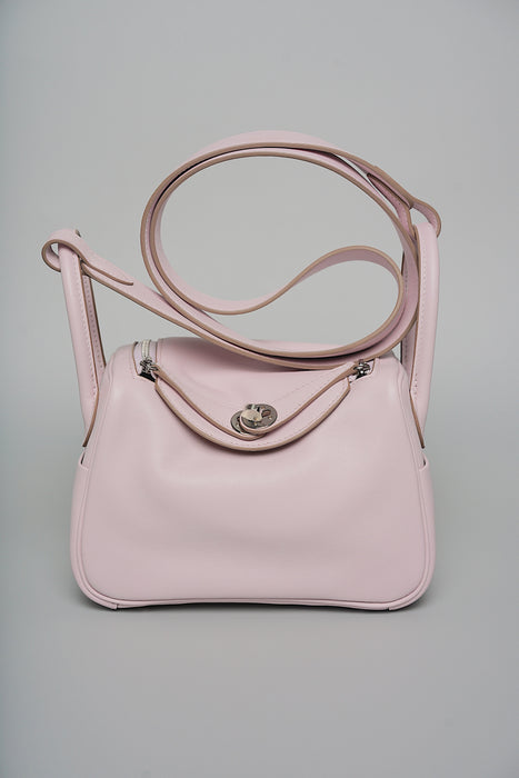 Hermes Mini Lindy in Mauve Pale Verso Gold Phw (Brand New)