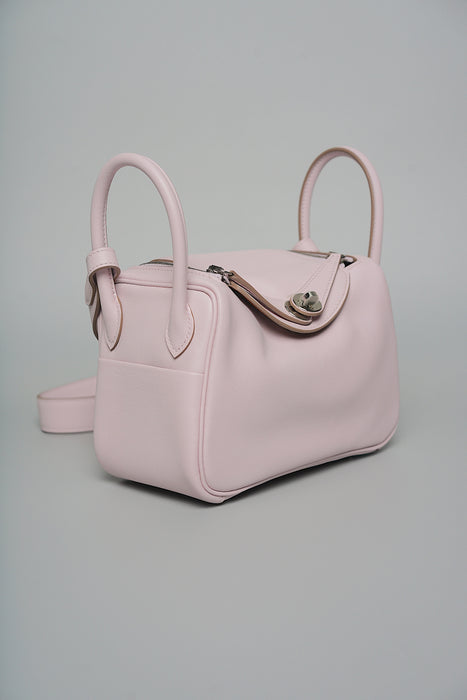 Hermes Mini Lindy in Mauve Pale Verso Gold Phw (Brand New)