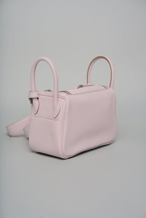 Hermes Mini Lindy in Mauve Pale Verso Gold Phw (Brand New)