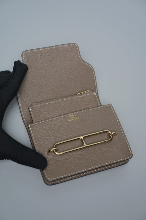 Hermes Roulis Slim Wallet in Etoupe Permabrass