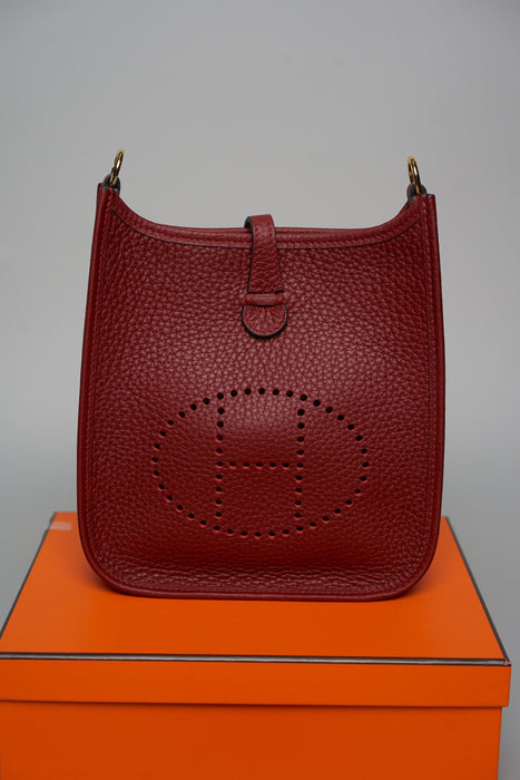 Hermes Mini Evelyne Short in Rouge H Ghw (Brand New)