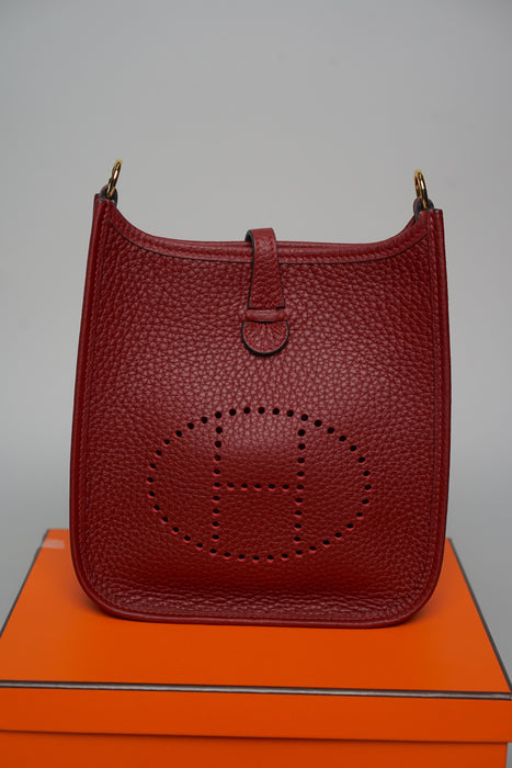 Hermes Mini Evelyne Short in Rouge H Ghw (Brand New)