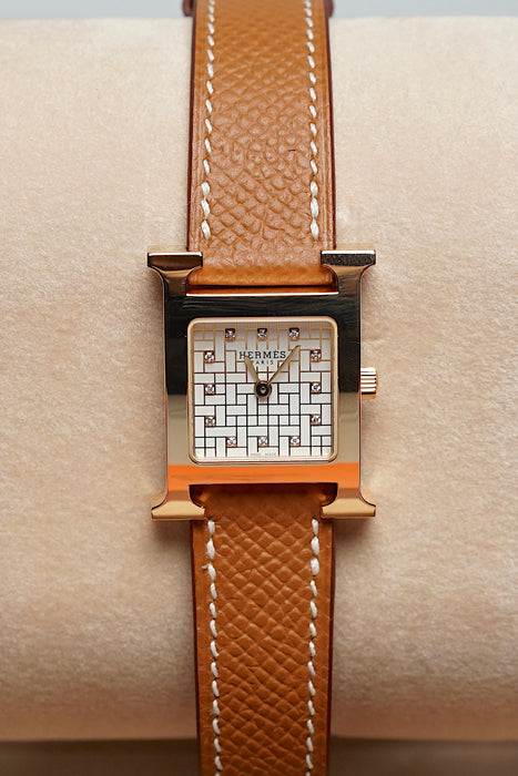 Hermes Heure H PM Watch in Gold Brand New orangeporter