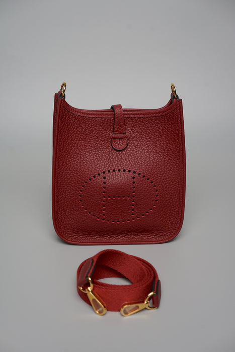 Hermes Mini Evelyne Short in Rouge H Ghw (Brand New)