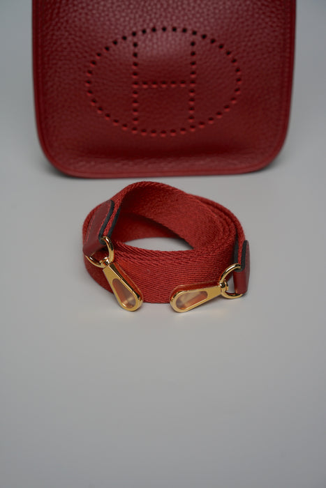Hermes Mini Evelyne Short in Rouge H Ghw (Brand New)