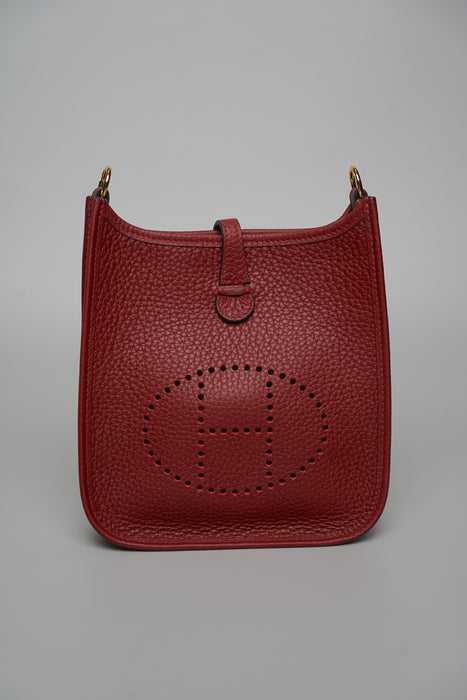 Hermes Mini Evelyne Short in Rouge H Ghw (Brand New)