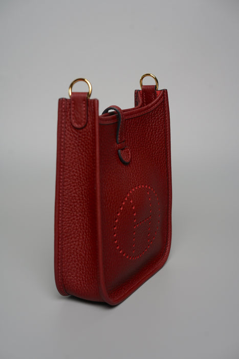 Hermes Mini Evelyne Short in Rouge H Ghw (Brand New)