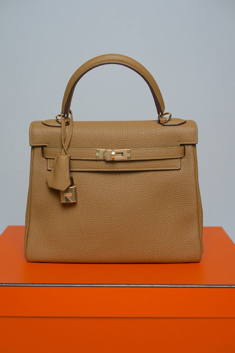 Hermes Kelly 25 in Bronze Togo Ghw