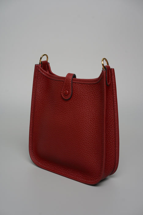 Hermes Mini Evelyne Short in Rouge H Ghw (Brand New)