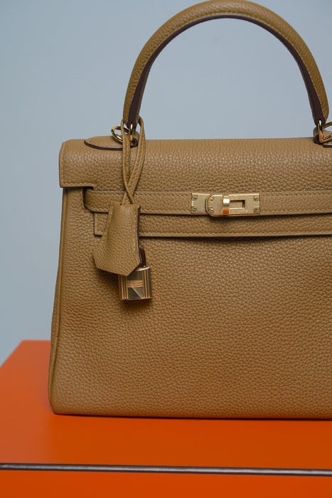 Hermes Kelly 25 in Bronze Togo Ghw
