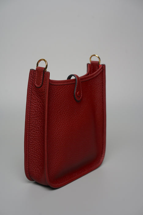 Hermes Mini Evelyne Short in Rouge H Ghw (Brand New)