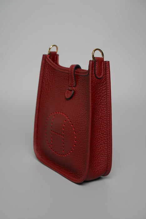 Hermes Mini Evelyne Short in Rouge H Ghw (Brand New)