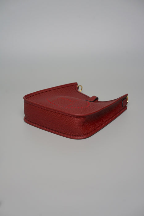 Hermes Mini Evelyne Short in Rouge H Ghw (Brand New)