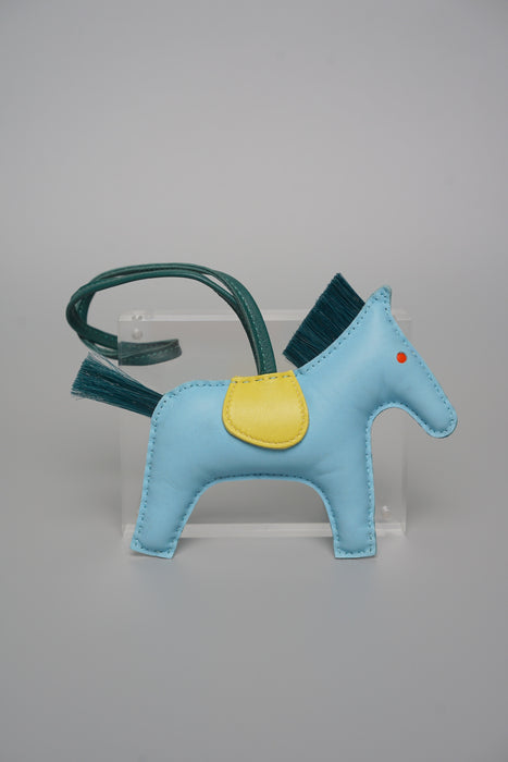 Hermes Rodeo MM Charm in Bleu Celeste/Lime/Malachite