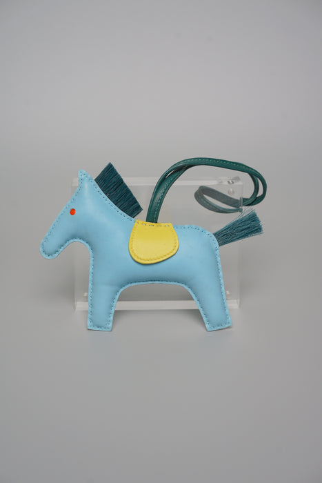 Hermes Rodeo MM Charm in Bleu Celeste/Lime/Malachite
