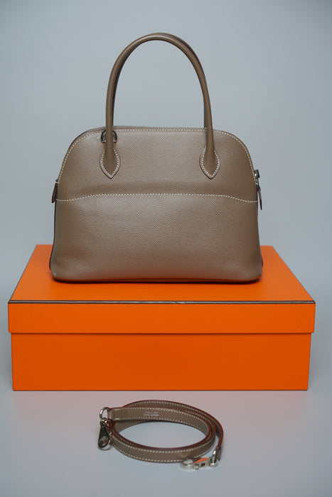 Hermes Bolide 27 in Etoupe Epsom Phw