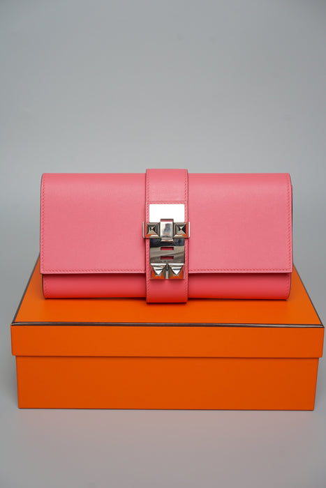 Hermes Medor 23 Clutch in Rose Azalee Swift Phw