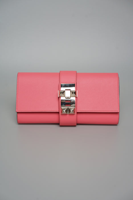 Hermes Medor 23 Clutch in Rose Azalee Swift Phw