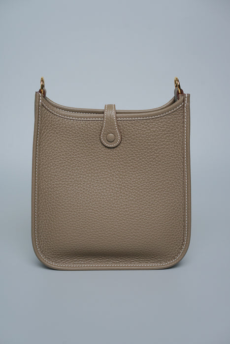 Hermes Mini Evelyne in Etoupe Ghw, Bleu Indigo Straps (Brand New)