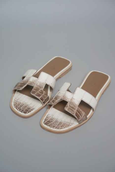 Hermes Himalayan Oran Sandlas Matte Nilo Crocodile 35.5 (Brand New)
