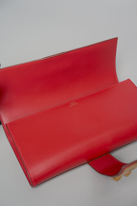 Hermes Medor 23 Clutch in Rouge Vif Ghw