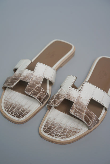 Hermes Himalayan Oran Sandlas Matte Nilo Crocodile 35.5 (Brand New)