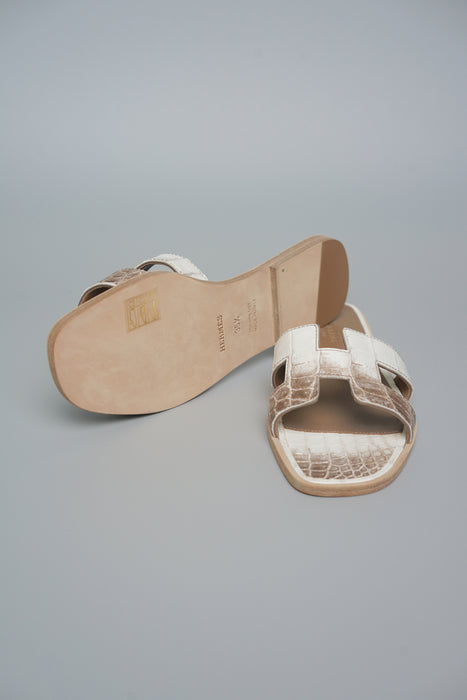 Hermes Himalayan Oran Sandlas Matte Nilo Crocodile 35.5 (Brand New)