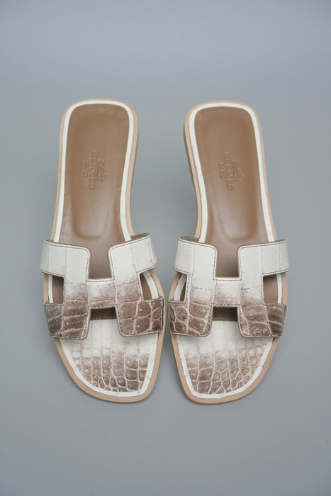 Hermes Himalayan Oran Sandlas Matte Nilo Crocodile 35.5 (Brand New)