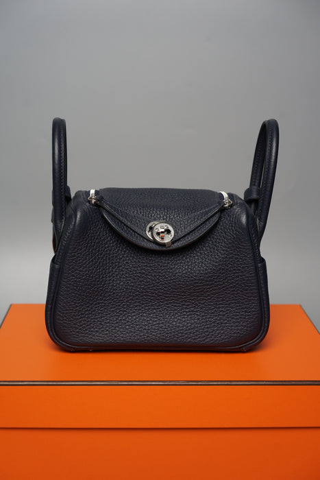 Hermes Mini Lindy in Blue Nuit Phw