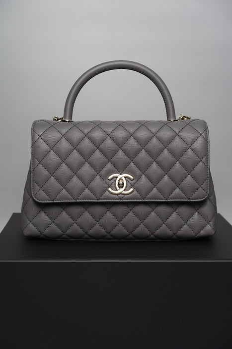 Chanel Coco Handle Small in Grey Caviar Ghw (Brand New)