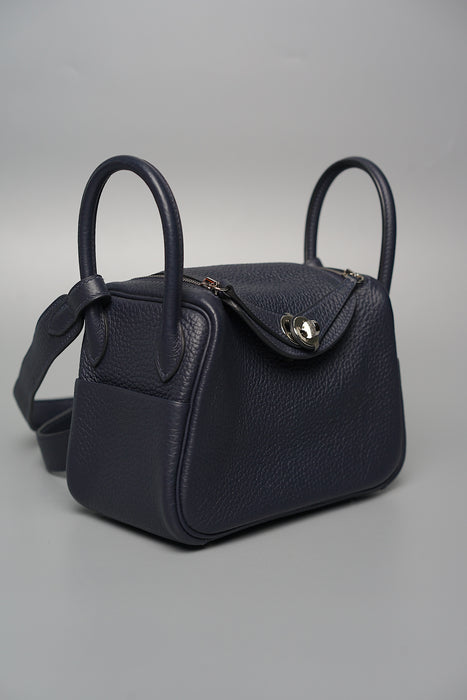 Hermes Mini Lindy in Blue Nuit Phw