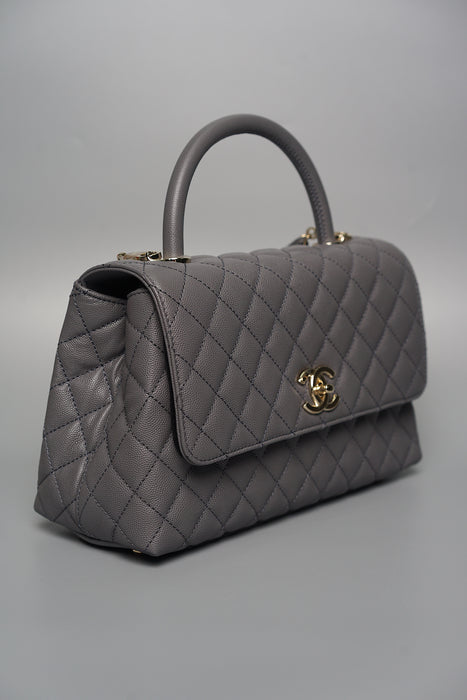 Chanel Coco Handle Small in Grey Caviar Ghw (Brand New)